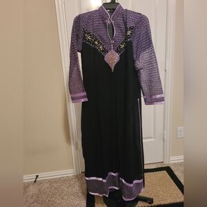 3 peice black and purple suit